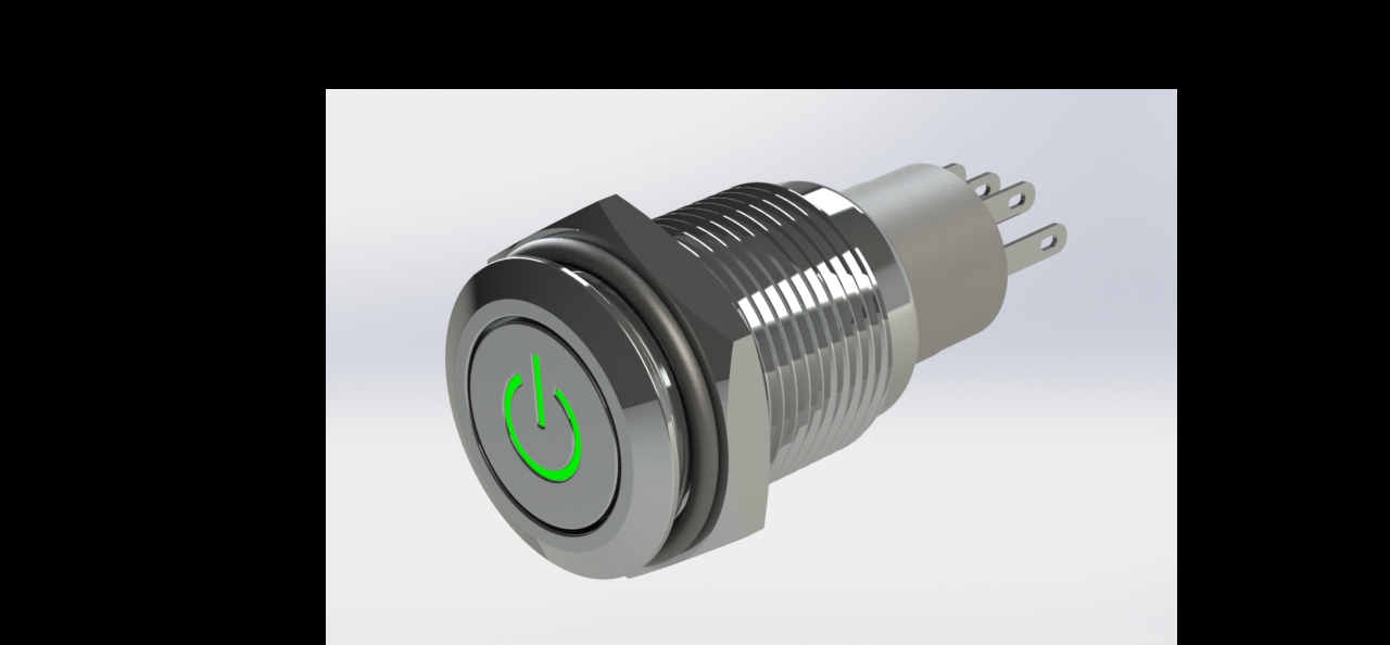 金属带锁16mm LED照明电源按钮开关